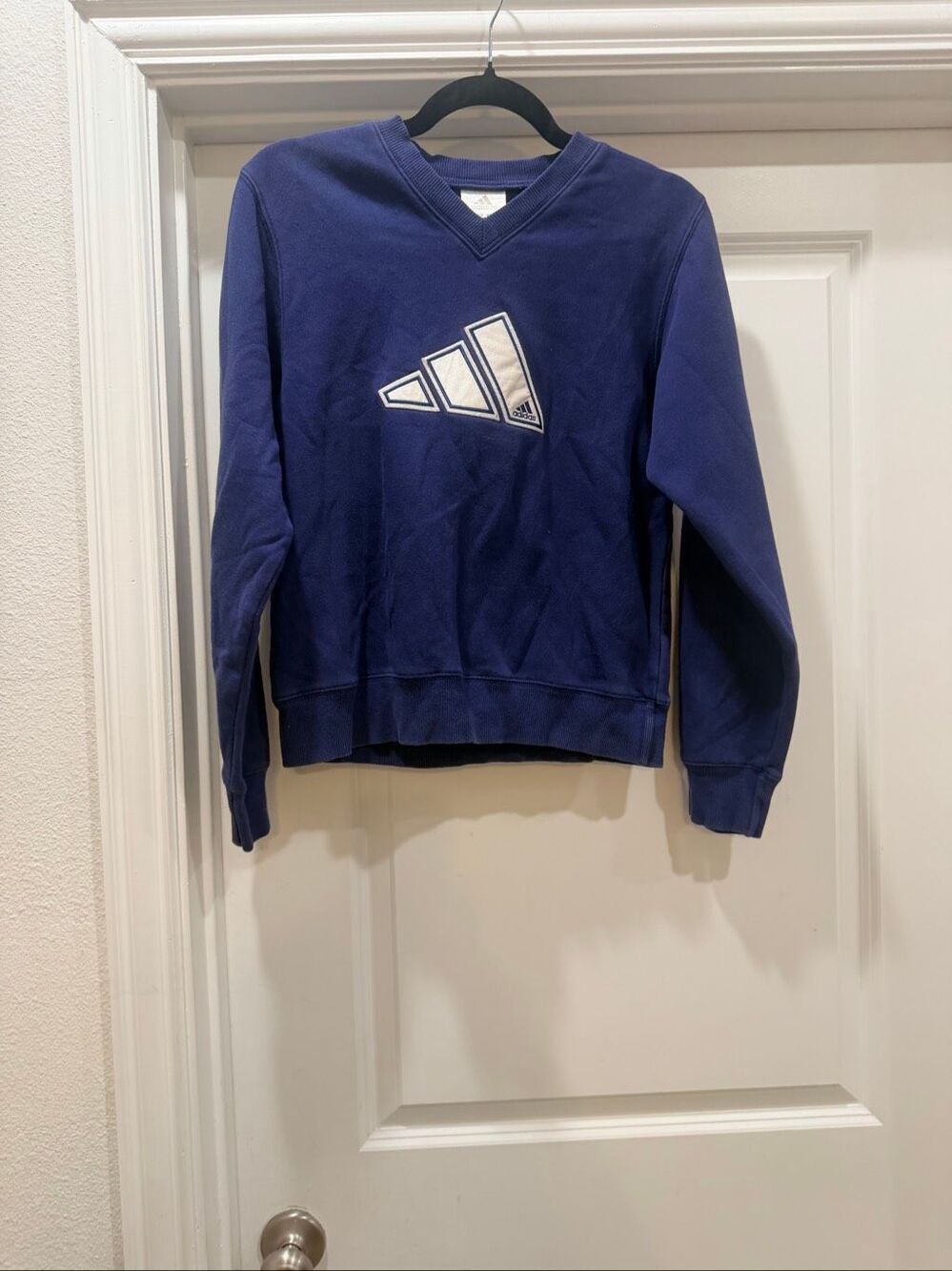 Adidas Blue Trefoil Logo Crewneck Sweatshirt Athletic Pullover Size Small
